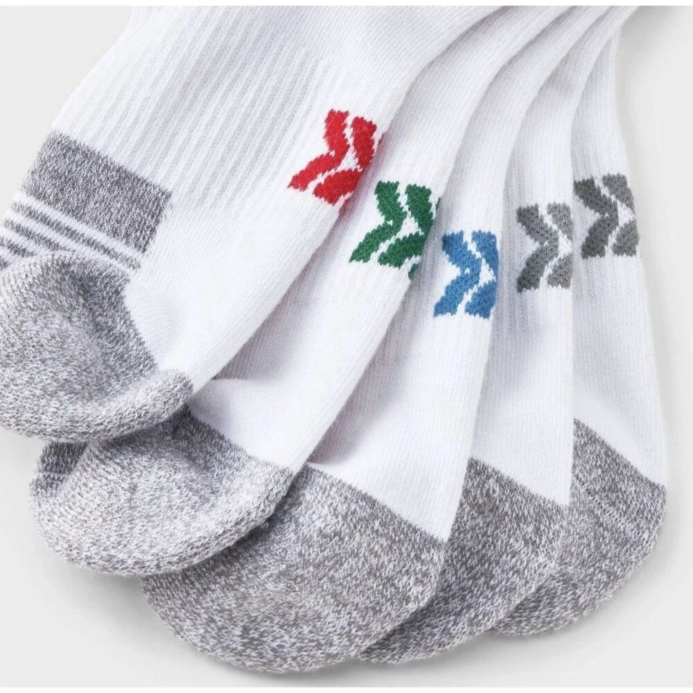 Kids' 6pk Ankle Length Socks All In Motion Large Sizes 3-7 Arch Support Cushion